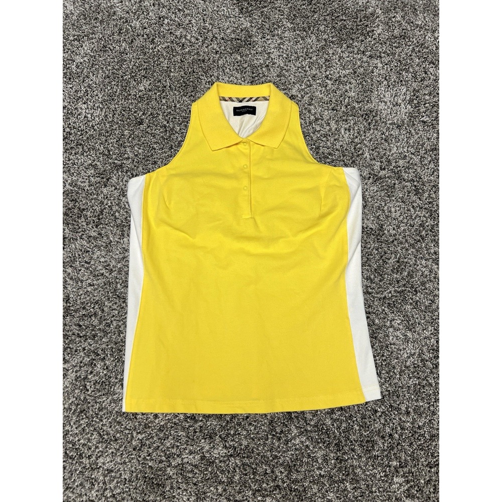 Vintage Burberry Golf Sleeveless Polo Top Yellow Racerback Tennis - Picture 3 of 11